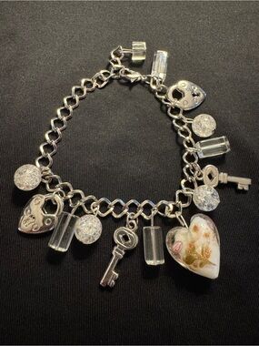 Lock & Key Charm Bracelet Adjustable 6–8”